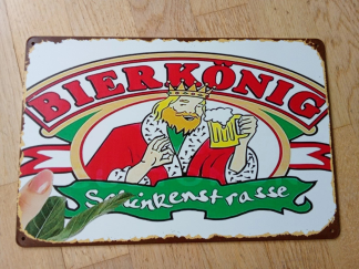 Deko Blechschild "Bierkönig - Schinkenstrasse" 30 x 20 cm
